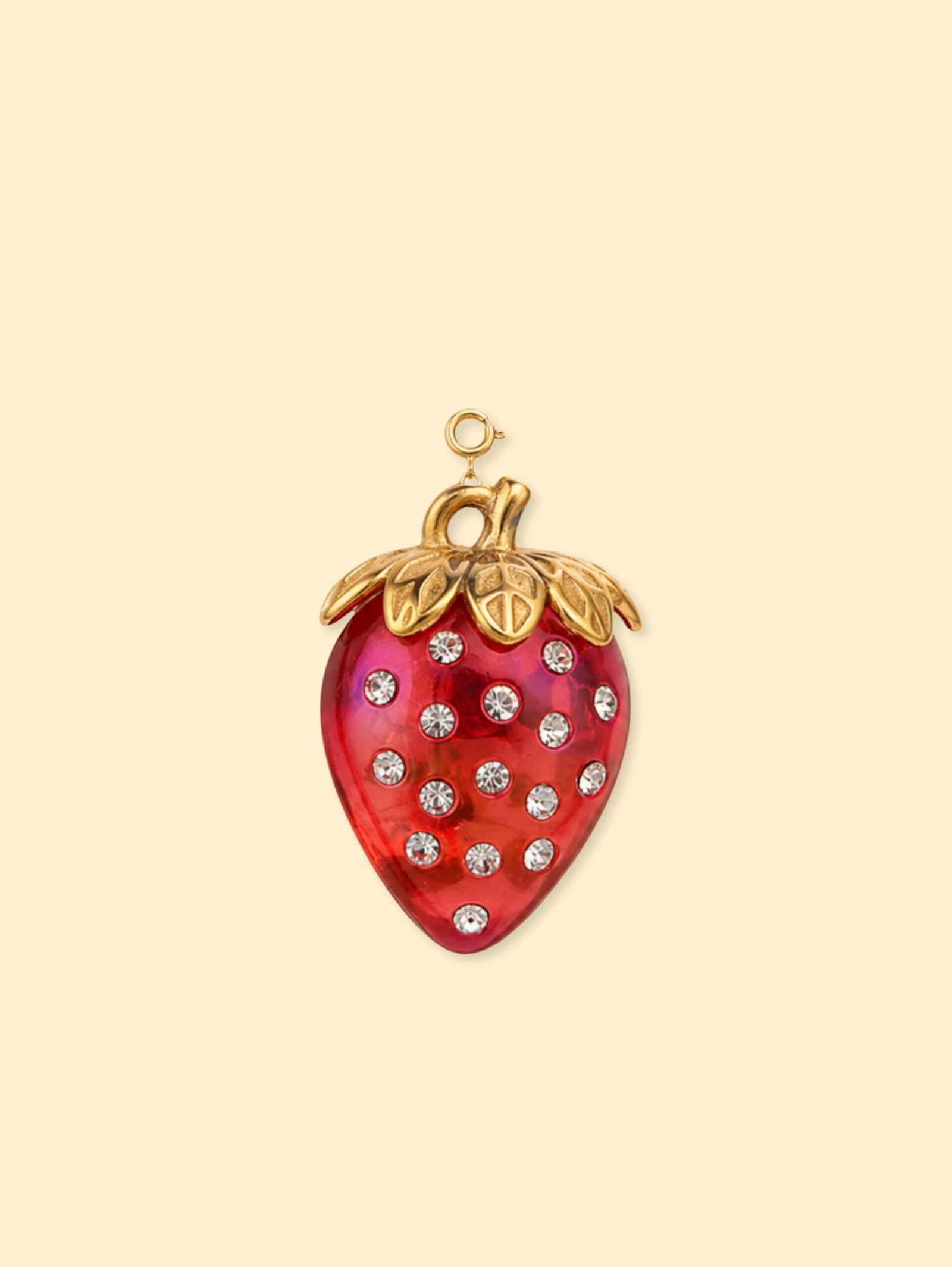 IMG-0050-1 Strawberry Charm (Interchangeable) – 18K Gold Plated Stainless Steel - Image 1