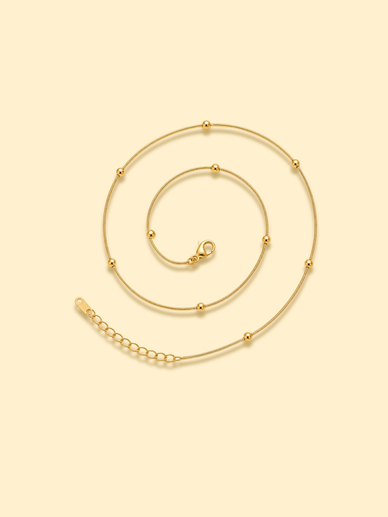 IMG-0338-1 18K Gold Plated Beaded Snake Chain Necklace - Image 1