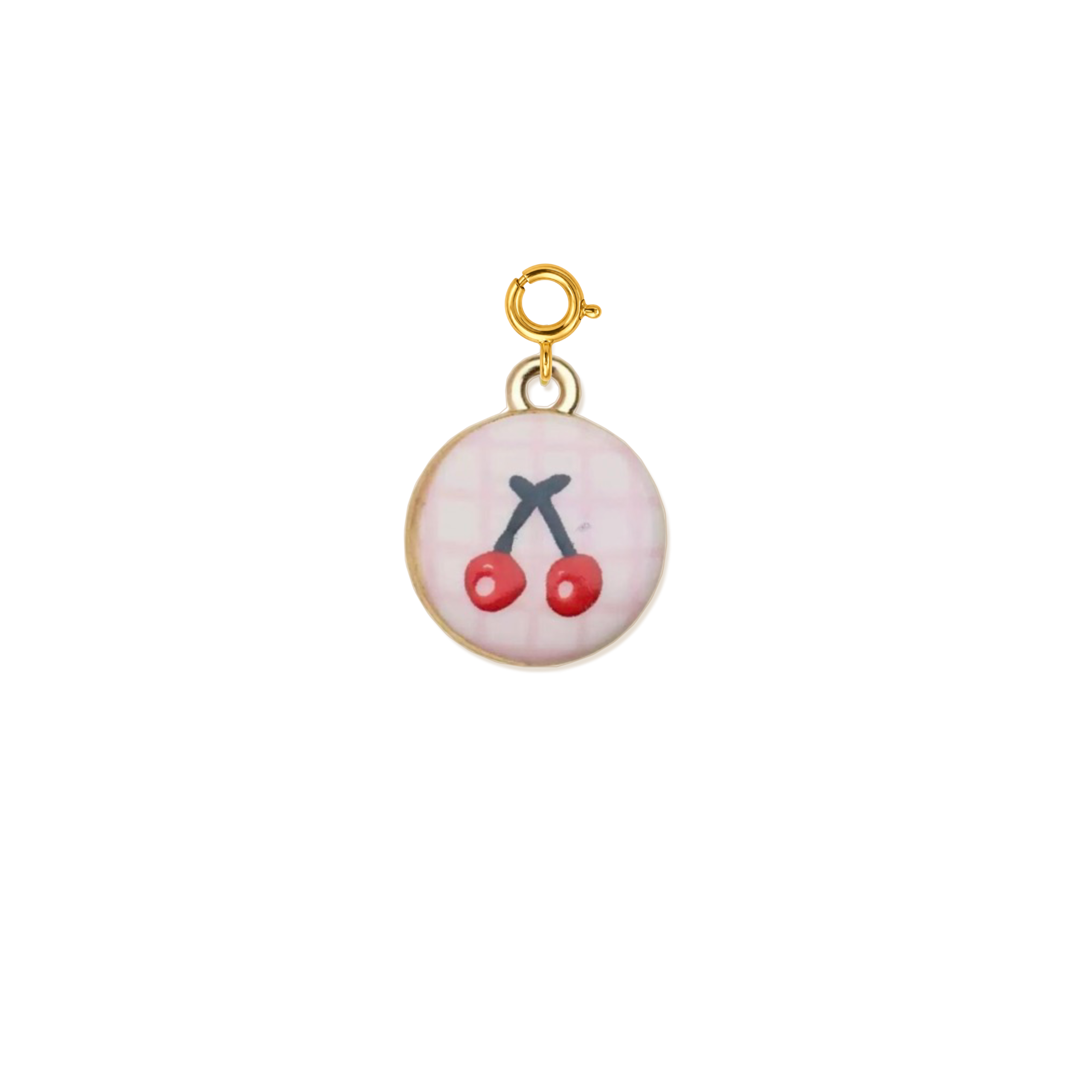Cherry Oval Charm Pendant 14K Gold Plated Alloy.