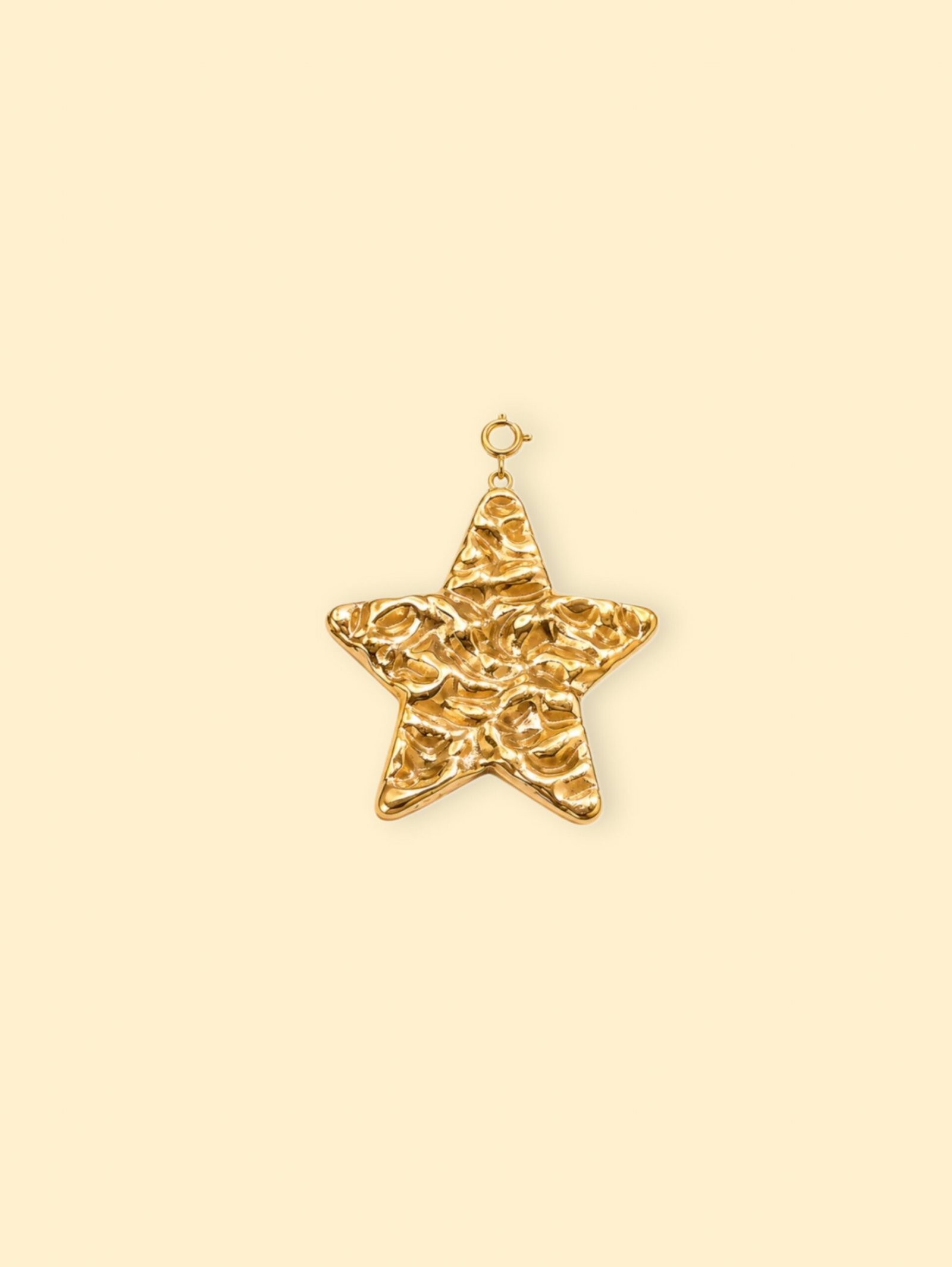 Picsart-26-07-18_00-13-05-579-1 Large Textured Star Charm (Interchangeable) – 18K Gold Plated Stainless Steel - Image 1