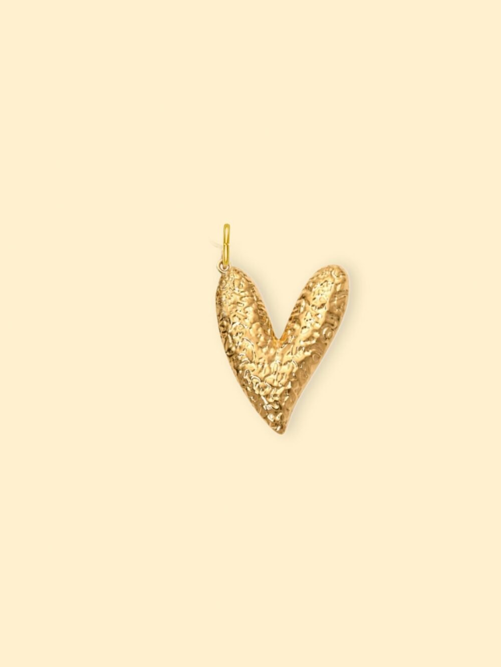 Hammered Heart Charm (Interchangeable) – 18K Gold Plated Stainless Steel - Image 2