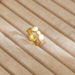 White Stone Circle Ring Stainless Steel 18k Gold Plated - Image 2