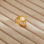 Sunburst Pearl Ring Stainless Steel 18K Gold Plated - Image 2