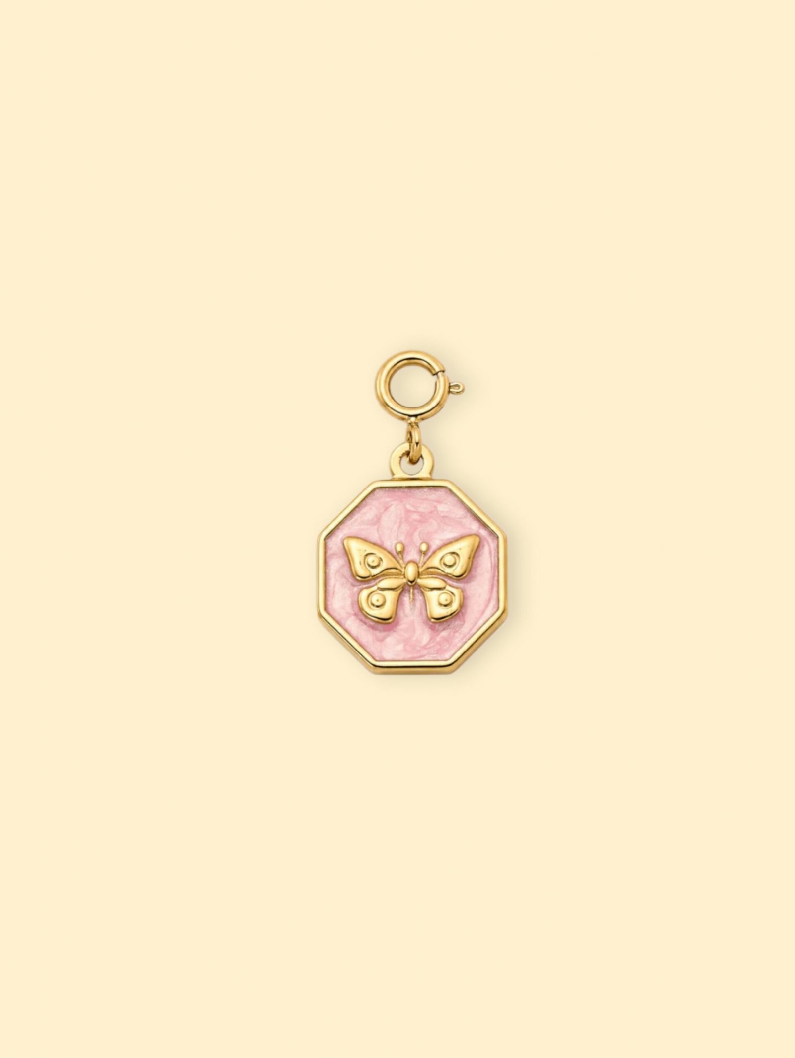rn-image_picker_lib_temp_005699e5-b143-4624-916f-a1eba83901a8-1 Pink Butterfly Charm (Interchangeable) – 18K Gold Plated Stainless Steel - Image 1