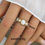 White Stone Circle Ring Stainless Steel 18k Gold Plated - Image 2