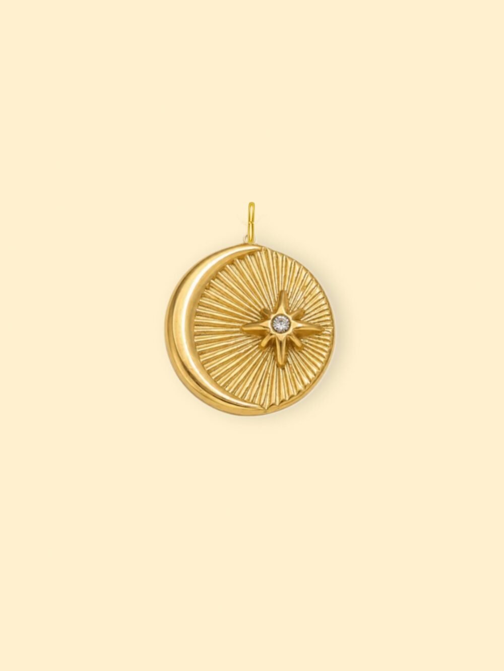 Crescent Starburst Charm (Interchangeable) – 18K Gold Plated Stainless Steel - Image 2