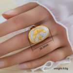 Moon Star Oval Ring Stainless Steel 18k Gold Plated - Image 2