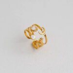 Celestial Moon Sun Ring Stainless Steel 18k Gold Plated