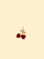 18K Gold Plated Copper Double Cherry Charm Pendant. - Image 2