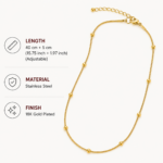18K Gold Plated Beaded Snake Chain Necklace - Image 2