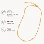 18K Gold Plated Beaded Snake Chain Necklace - Image 2