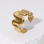 Wavy Band Ring Stainless Steel 18K Gold Plated