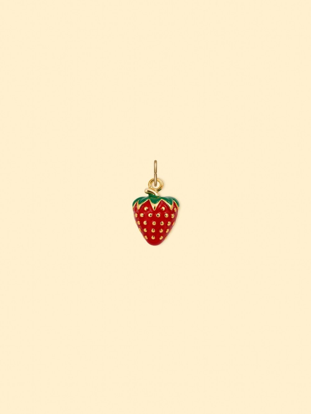 18K Gold Plated Stainless Steel Strawberry Charm. - Image 2