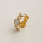 White Stone Circle Ring Stainless Steel 18k Gold Plated