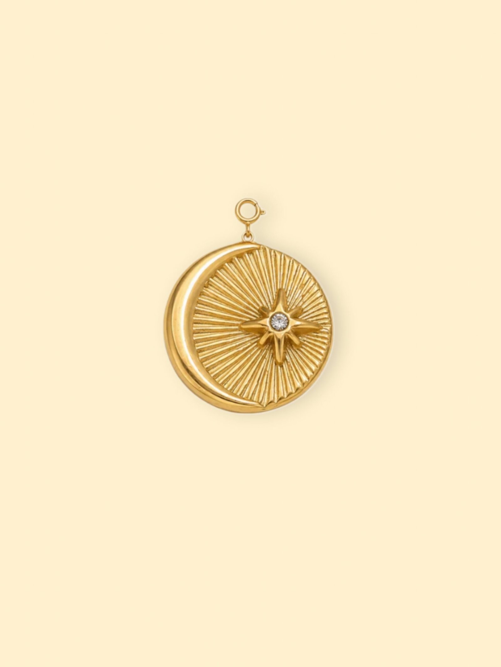 rn-image_picker_lib_temp_3c5ef0b9-835b-48ed-a3de-a121336f0982-1 Crescent Starburst Charm (Interchangeable) – 18K Gold Plated Stainless Steel - Image 1