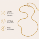 18K Gold Plated Snake Chain Necklace - Image 2