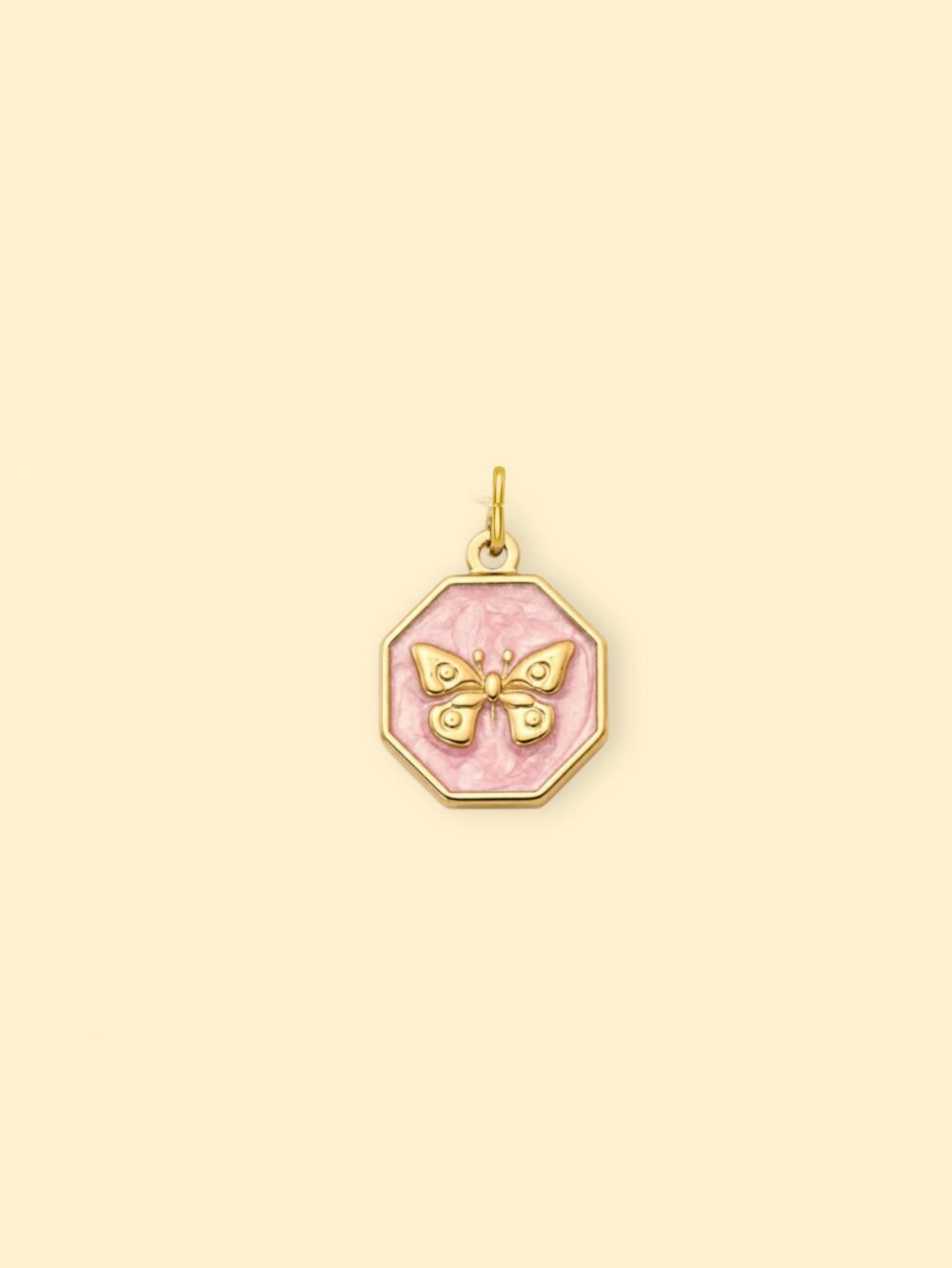 Pink Butterfly Charm (Interchangeable) – 18K Gold Plated Stainless Steel - Image 2