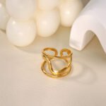 Wave Open Ring Stainless Steel 18K Gold Plated - Image 2