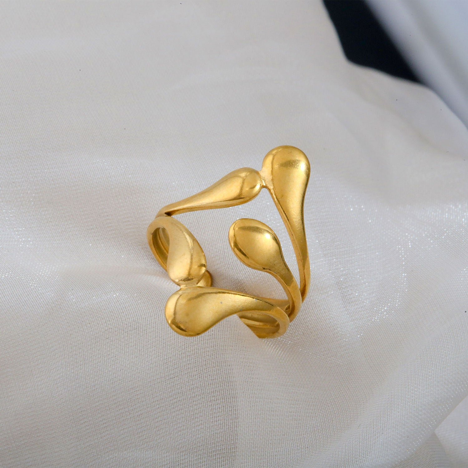 rn-image_picker_lib_temp_4f979994-99bc-4642-a8ad-b77b8bb51455-1 Teardrop Open Ring Stainless Steel 18K Gold Plated - Image 1