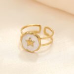 Star Pearl Ring Stainless Steel 18K Gold Plated