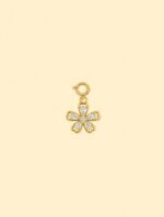 14K Gold Plated Copper Zircon Flower Charm