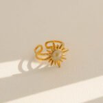 Sunburst Pearl Ring Stainless Steel 18K Gold Plated