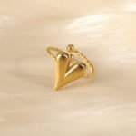 Heart Charm Ring Stainless Steel 18K Gold Plated
