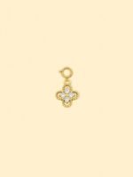 14K Gold Plated Copper Clover Zircon Charm