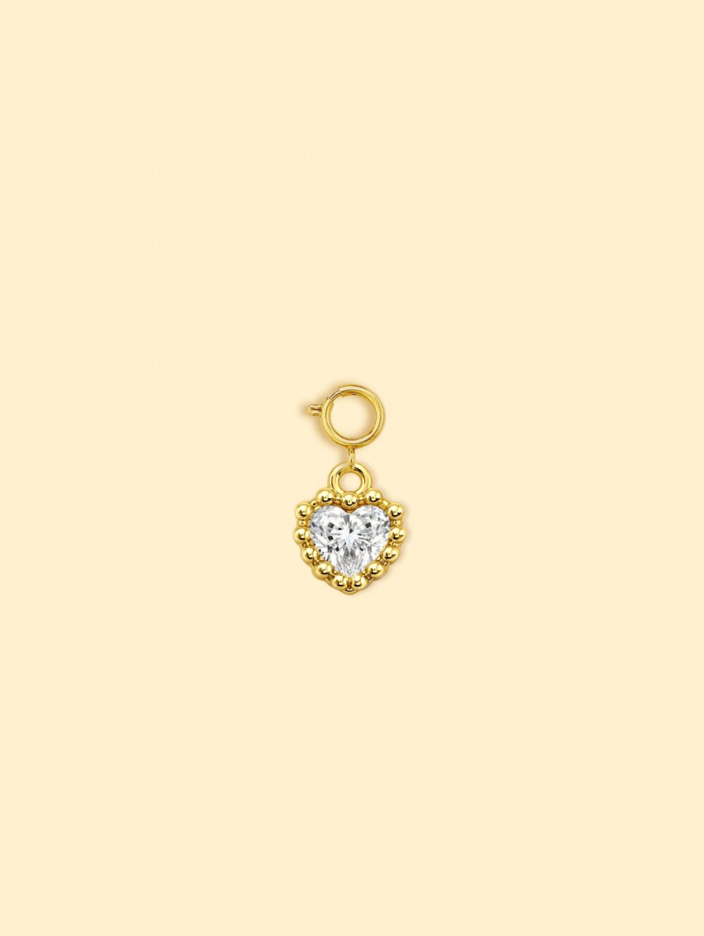 14K Gold Plated Copper Heart Zircon Charm.