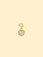 14K Gold Plated Copper Heart Zircon Charm.