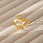 Wave Open Ring Stainless Steel 18K Gold Plated