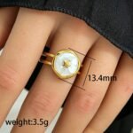 Star Pearl Ring Stainless Steel 18K Gold Plated - Image 2