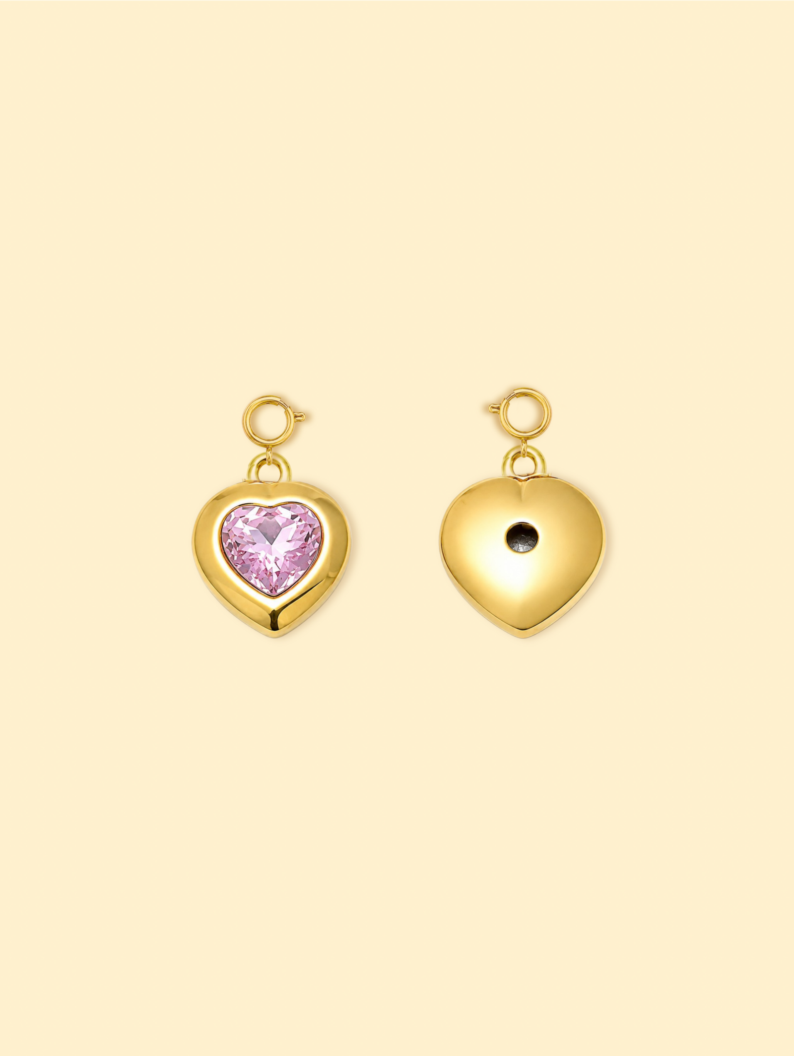 rn-image_picker_lib_temp_9a2b9845-0513-44e4-a49a-a576fa07cda0-1 18K Gold Plated Stainless Steel Heart Charm with Pink Crystal. - Image 1