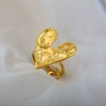 Hammered Heart Ring Stainless Steel 18K Gold Plated