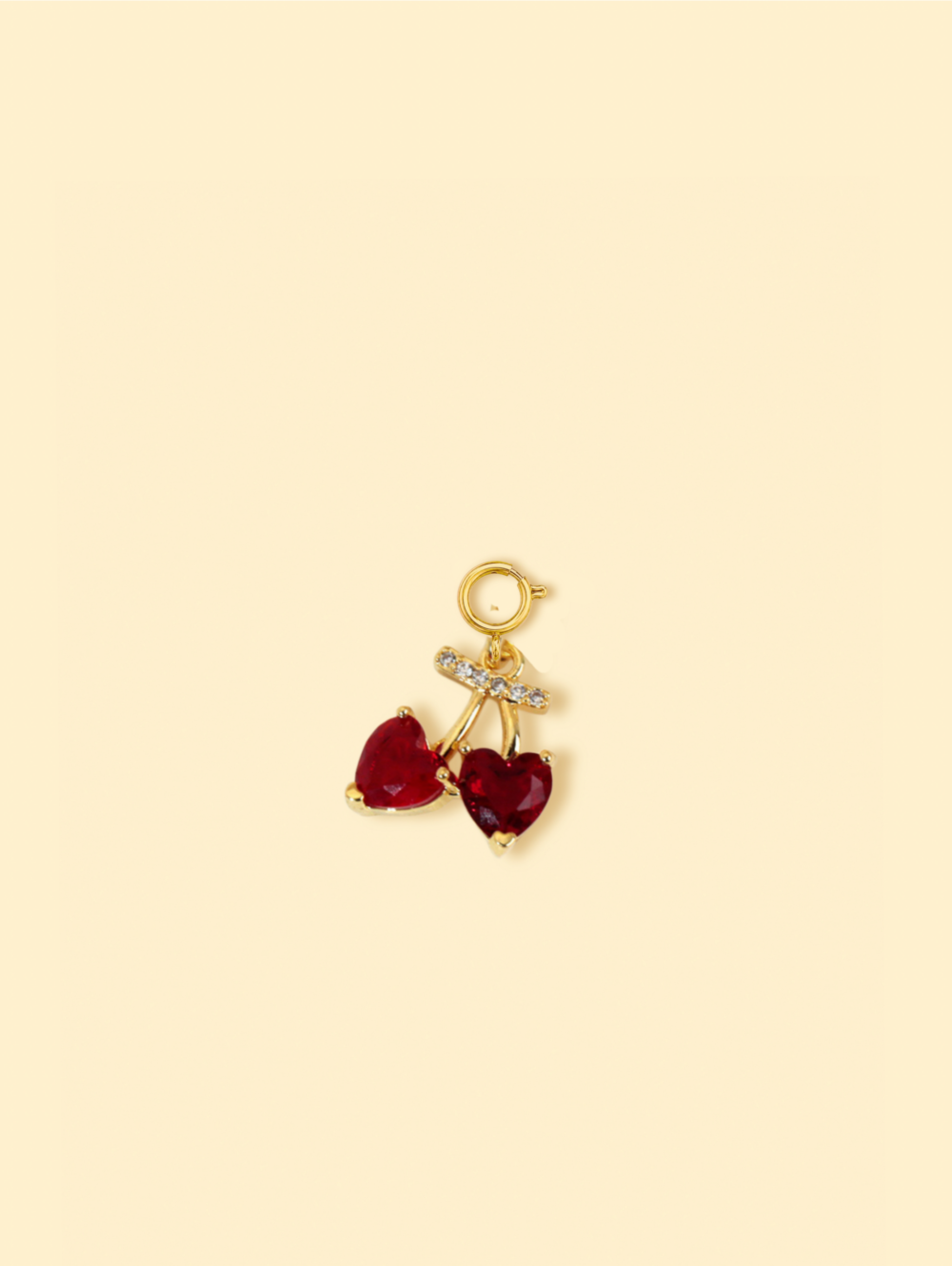 18K Gold Plated Copper Double Cherry Charm Pendant.