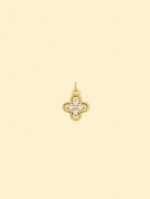 14K Gold Plated Copper Clover Zircon Charm - Image 2