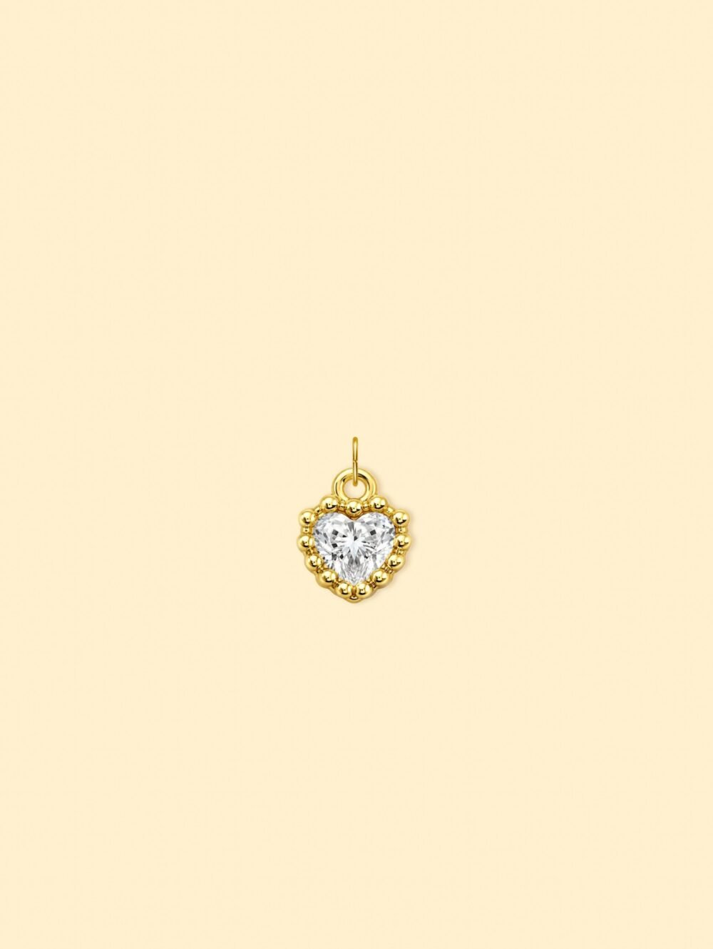 14K Gold Plated Copper Heart Zircon Charm. - Image 2