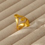 Teardrop Open Ring Stainless Steel 18K Gold Plated - Image 2