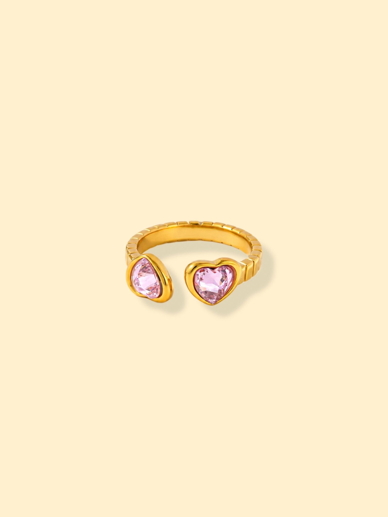 img_0370 18K Gold Plated Pink Heart Open Ring - Image 1
