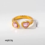18K Gold Plated Pink Heart Open Ring - Image 2