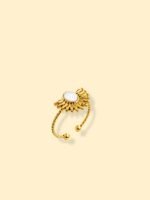 18K Gold Plated Pearl Sunburst Ring