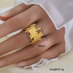18K Gold Plated Textured Statement Ring - Image 2