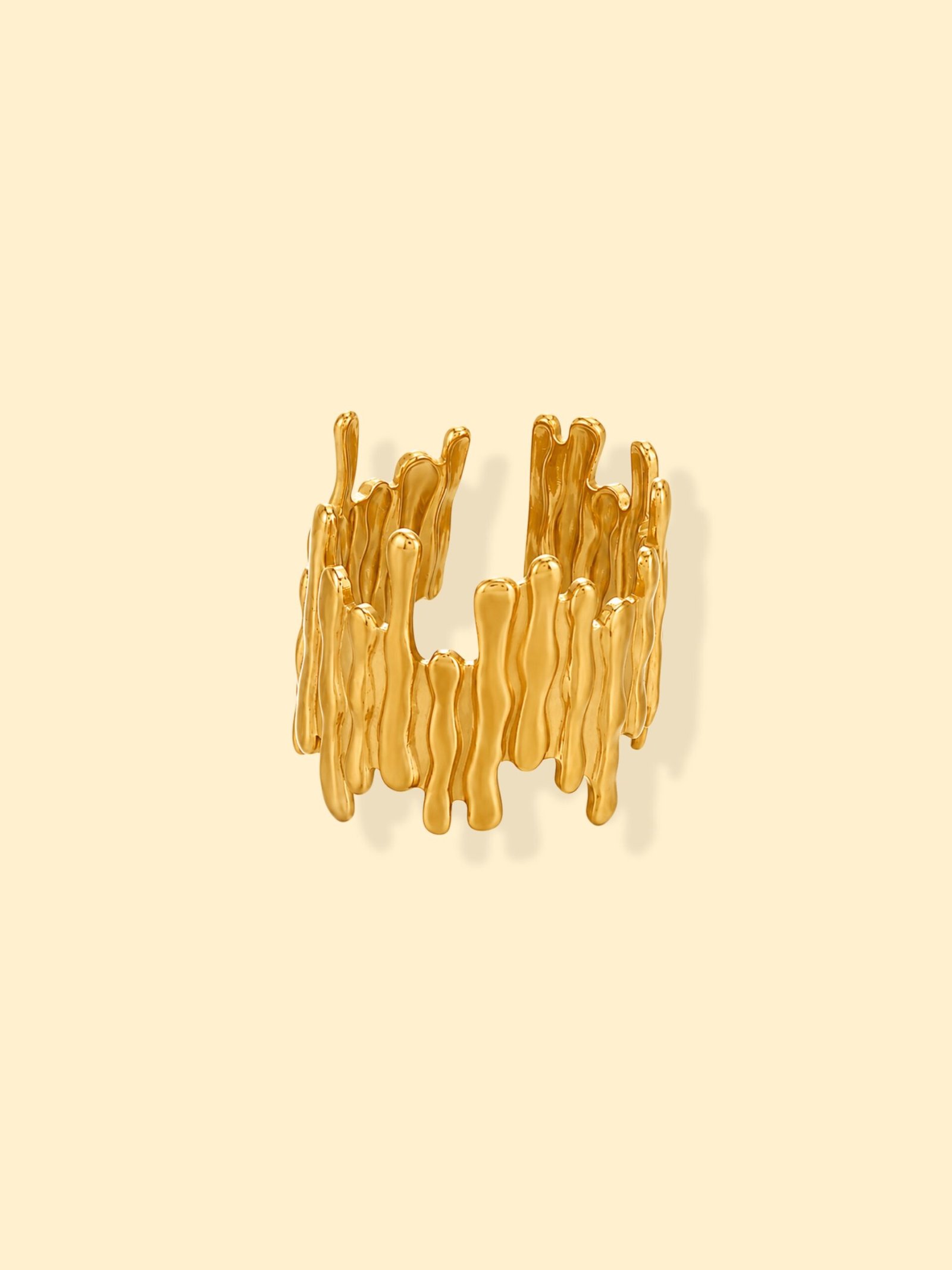 img_0383 18K Gold Plated Textured Statement Ring - Image 1