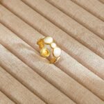 18K Gold Plated Pearl Statement Ring - Image 2