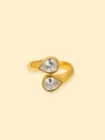 18K Gold Plated Double Crystal Open Ring