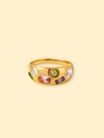 18K Gold Plated Multicolor Crystal Band Ring