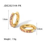Rosé Crystal 18K Gold-Plated Huggie Hoop Earrings - Image 2