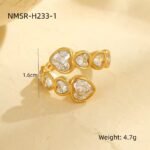 18K Gold Plated Crystal Cluster Statement Ring - Image 3