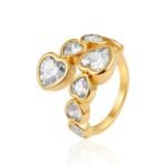 18K Gold Plated Crystal Cluster Statement Ring - Image 2