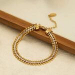 18K Gold Plated Double Layer Crystal Chain - Image 2